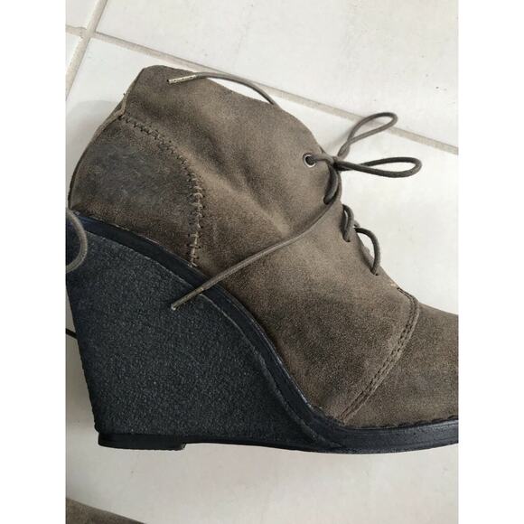 Rag & Bone Odval Suede Lace Up Platform Wedge Booties Olive - Picture 8 of 12